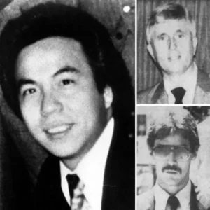 三张黑白肖像拼合：左为受害人陈果仁（Vincent Chin）西装微笑照；右上为行凶者埃本斯（Ronald Ebens）；右下为另一嫌犯尼兹（Michael Nitz）。